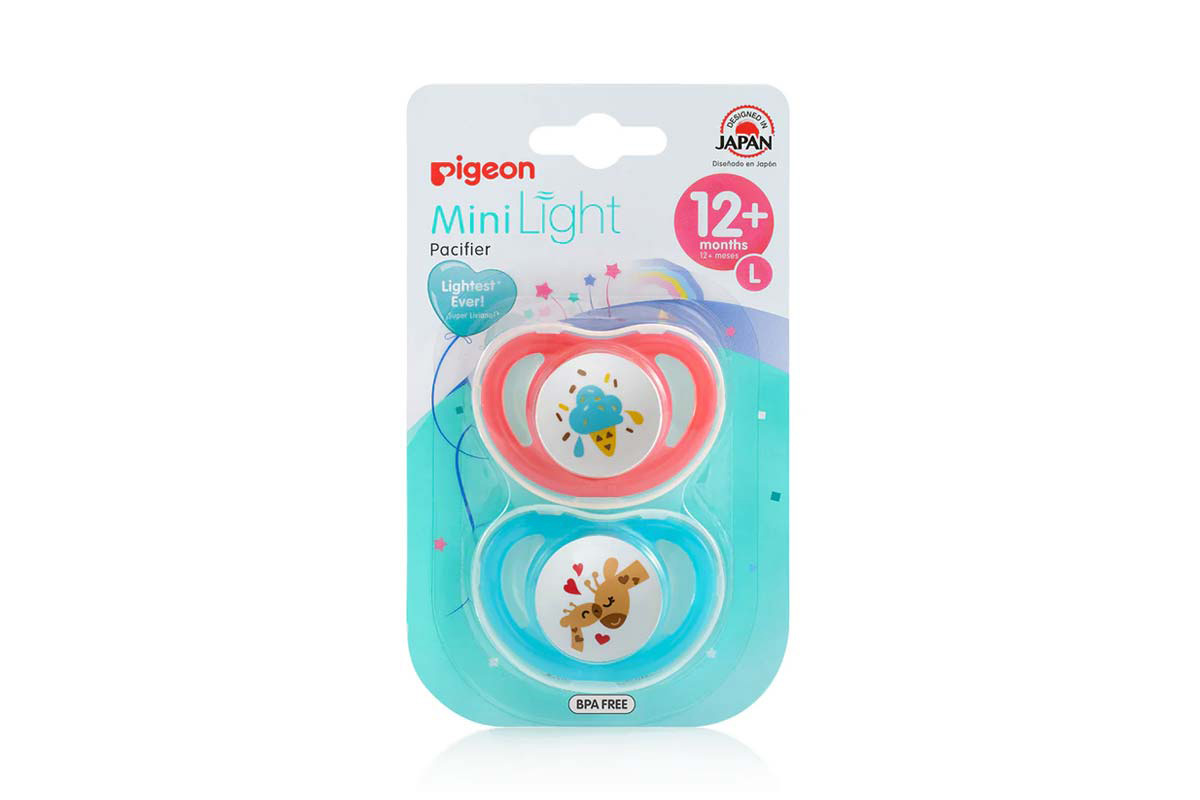 PIGEON PACIFIER TWIN MINI LIGHT 12 PLUS MONTHS PINK PLUS MINT LARGE - Milano Pharmacy