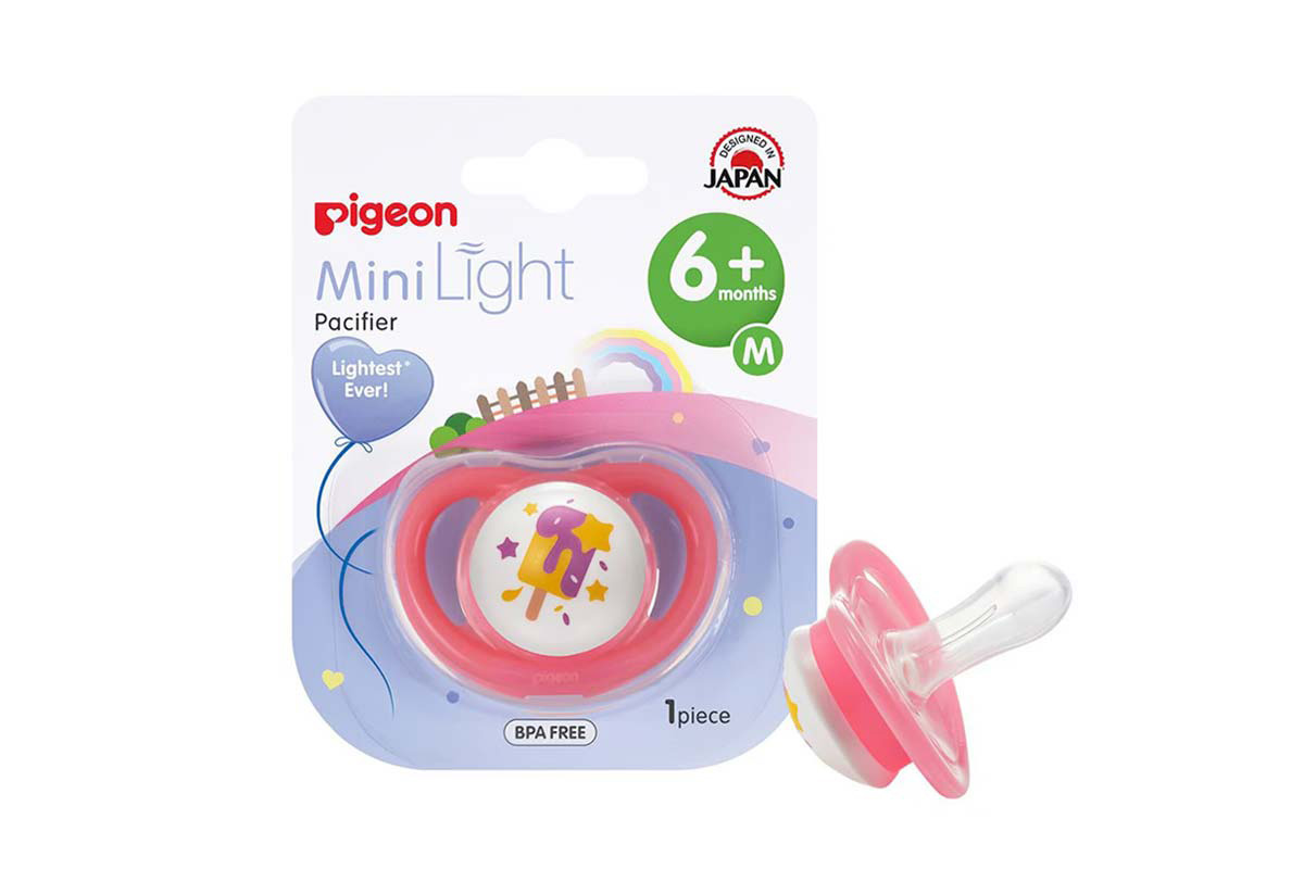 PIGEON PACIFIER MINI LIGHT 6 MONTHS PLUS PINK MEDIUM - Milano Pharmacy