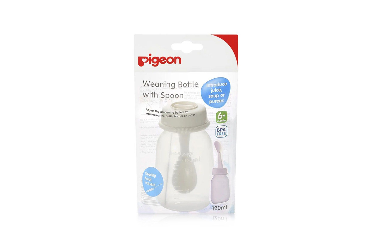 PIGEON WEANING  FEEDING BOTTLE WITH SPOON WHITE 120 ML - Milano Pharmacy