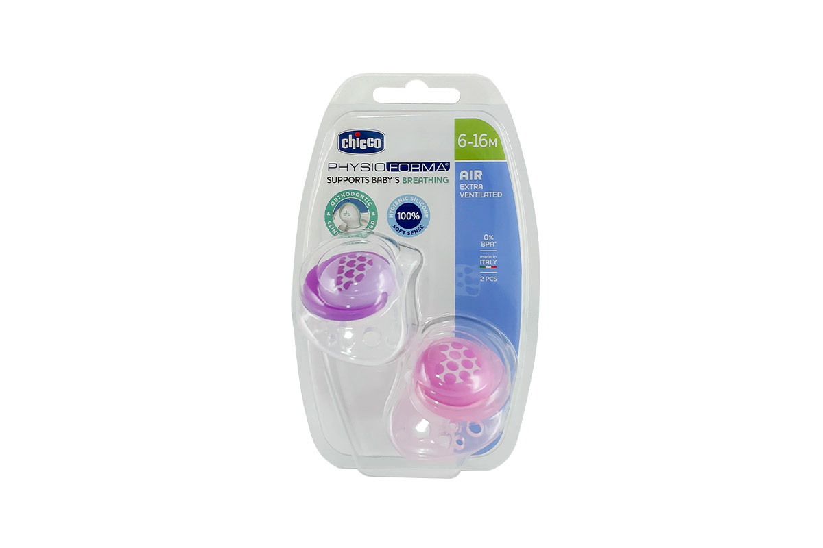 CHICCO PACIFIER PHYSIO FORMA BREATHING AIR PINK 6 TO 16 MONTHS 2 PCS - Milano Pharmacy