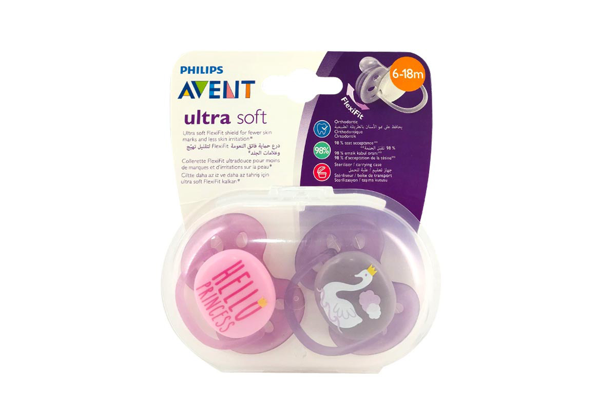 PHILIPS AVENT PACIFIER ULTRA SOFT PINK PLUS PURPLE 6 TO 18 MONTHS - Milano Pharmacy