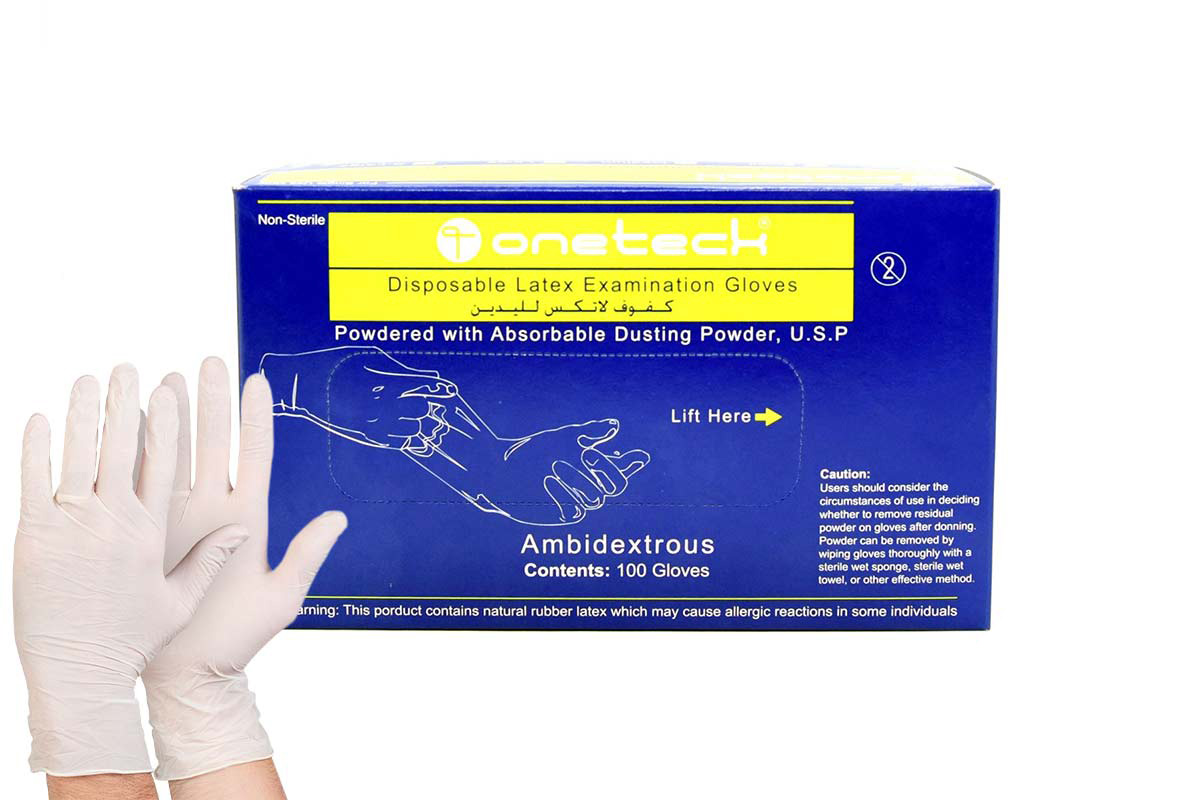 ONETECH LATEX DISPOSABLE SIZE SMALL GLOVES 100PCS - Milano Pharmacy