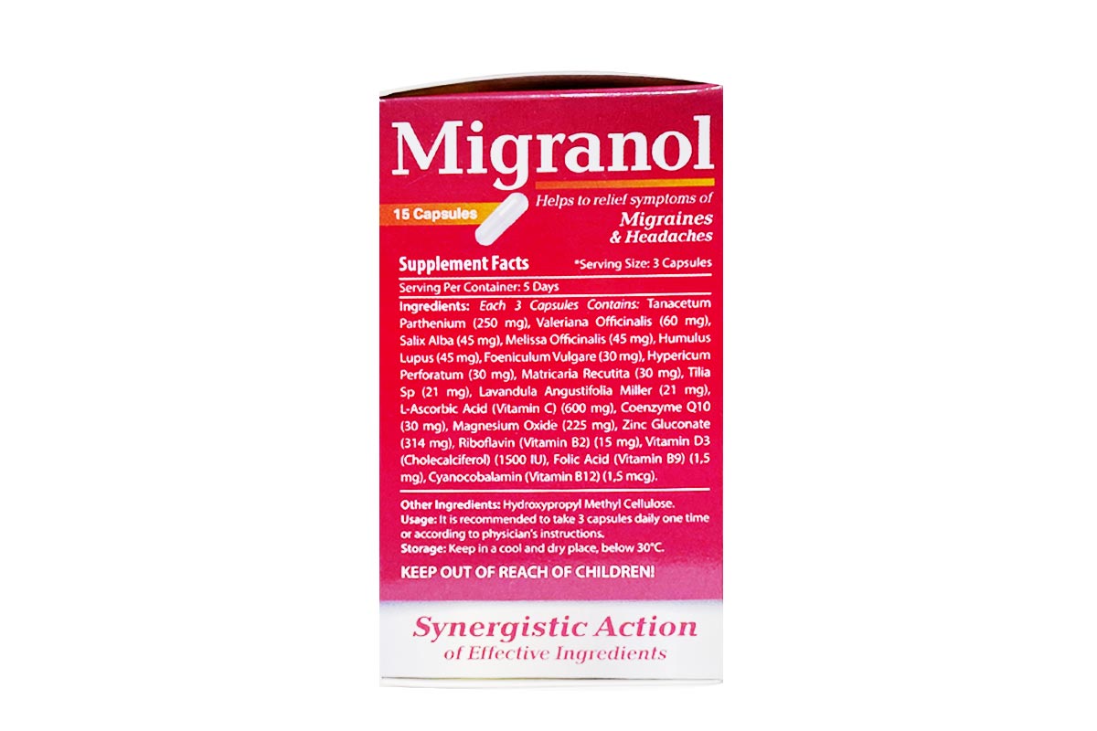PROTEM PHARMA MIGRANOL 15 CAPSULES - Milano Pharmacy