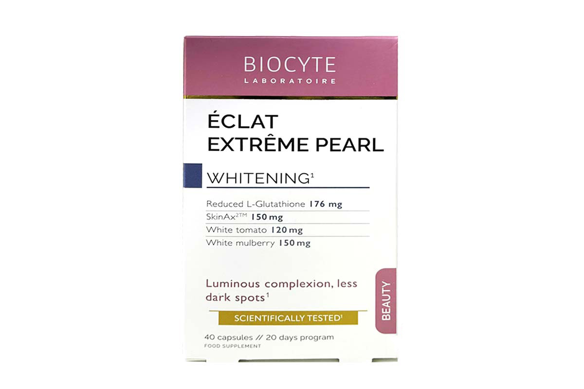 BIOCYTE ECLAT EXTREME PEARL WHITENING  L GLUTATHIONE 40 CAPSULES - Milano Pharmacy