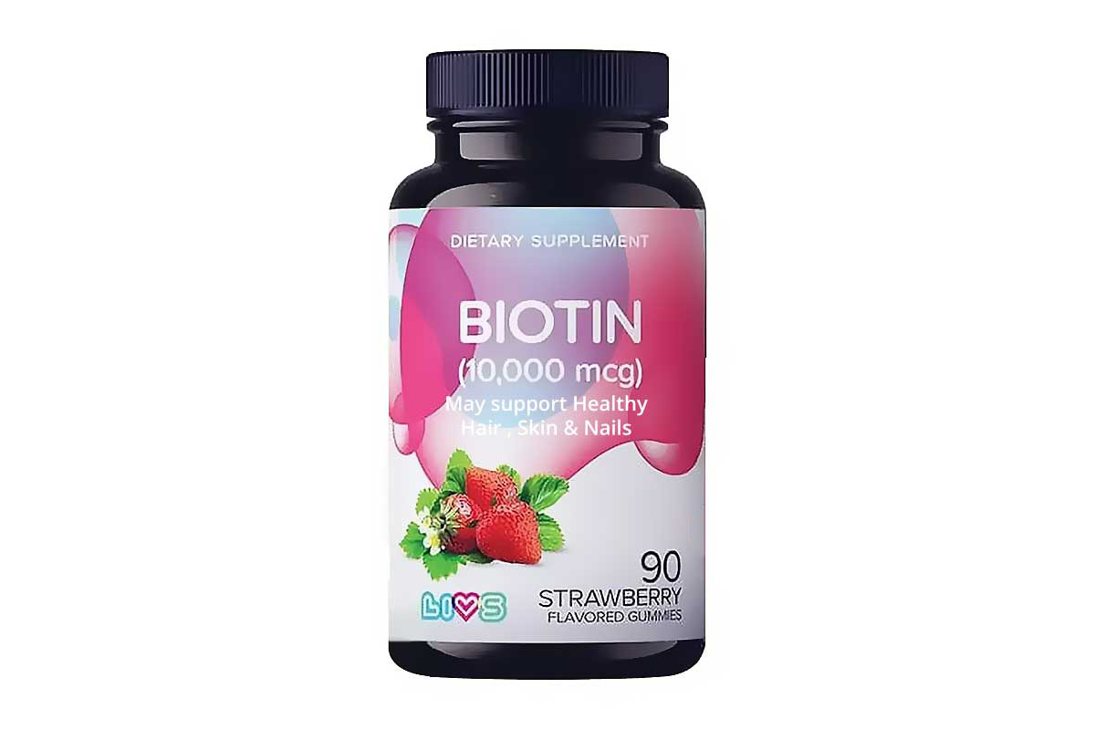 LIVS BIOTIN 10.000 MCG STRAWBERRY FLAVORED 90 GUMMIES - Milano Pharmacy