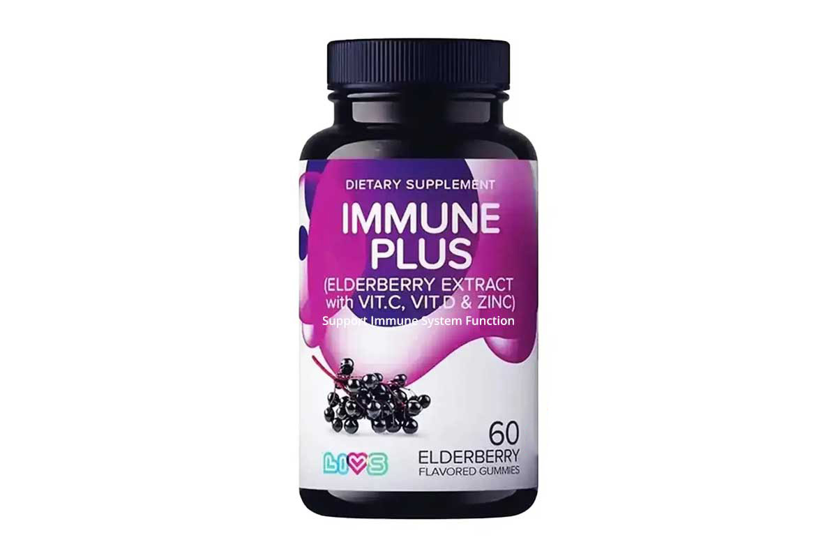 LIVS IMMUNE PLUS EXTRACT WITH VITAMIN C PLUS D3 PLUS ZINC ELDERBERRY FLAVORED 60 GUMMIES - Milano Pharmacy