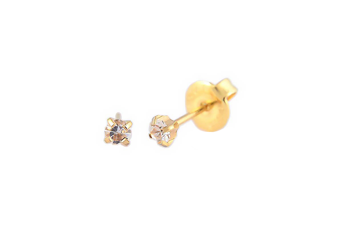 PRIMED EAR PIERCING 32-304 G/P 3MM CRYSTAL APRIL CLEAR - Milano Pharmacy