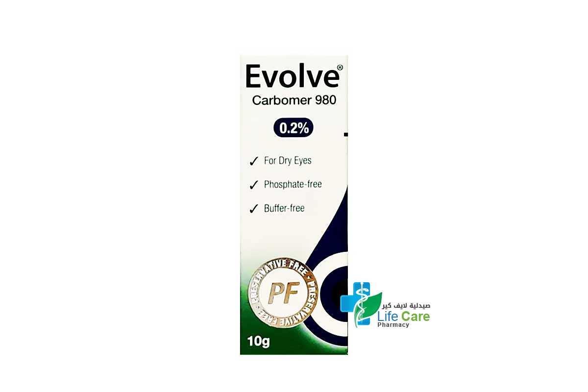 EVOLVE CARBOMER 980 0.2% LONG LASTING EYE GEL 10 GM - Milano Pharmacy