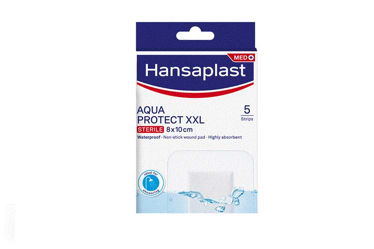 هانسابلاست اكوا بروتكت لصقات للجروح مضادة للماء 8 × 10 سم 5 شرائط XXL - صيدلية ميلانو