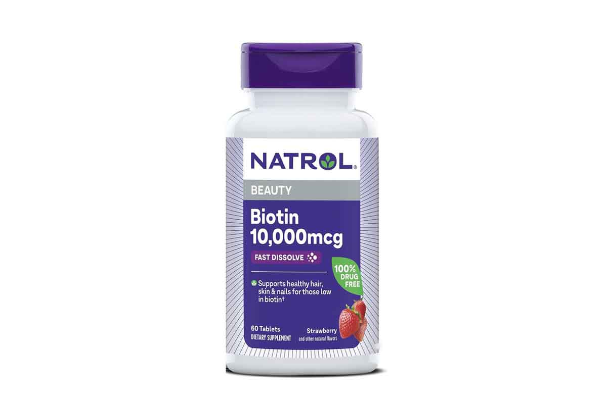 NATROL BIOTIN 10000 MCG STRAWBERRY FLAVOUR 60 DISSOLVE TABLETS - Milano Pharmacy