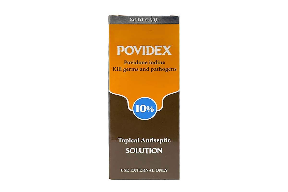 MEDI CARE POVIDEX POVIDONE IODINE KILL GERMS AND PATHOGENS TOPICAL ANTISEPTIC SOLUTION 100 ML - Milano Pharmacy