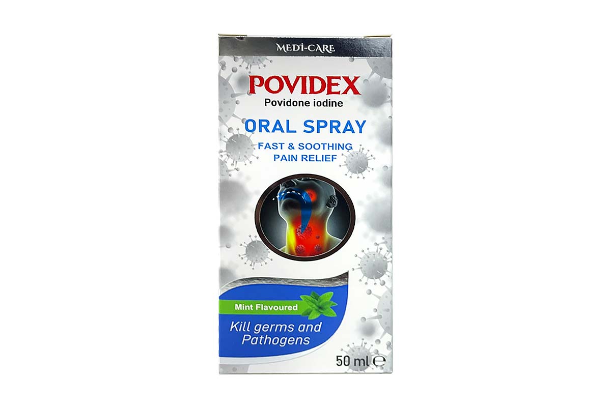 MEDI CARE POVIDEX ORAL SPRAY FAST AND SOOTHING PAIN RELIEF MINT FLAVOURED 50 ML - Milano Pharmacy