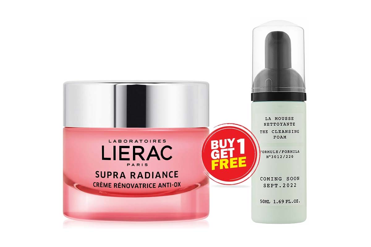 BOX BUY1GET1 LIERAC SUPRA RADIANCE CREAM 50 ML PLUS CLEANSING FOAM 50 ML - Milano Pharmacy