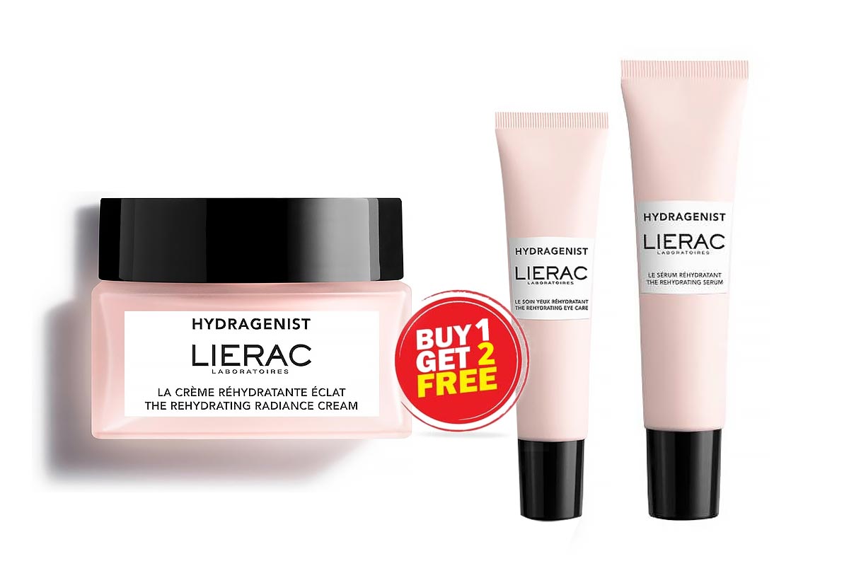 BOX BUY1GET2 LIERAC THE REHYDRATING RADIANCE CREAM 50 ML PLUS EYE CARE 7.5 ML PLUS SERUM 15 ML - Milano Pharmacy