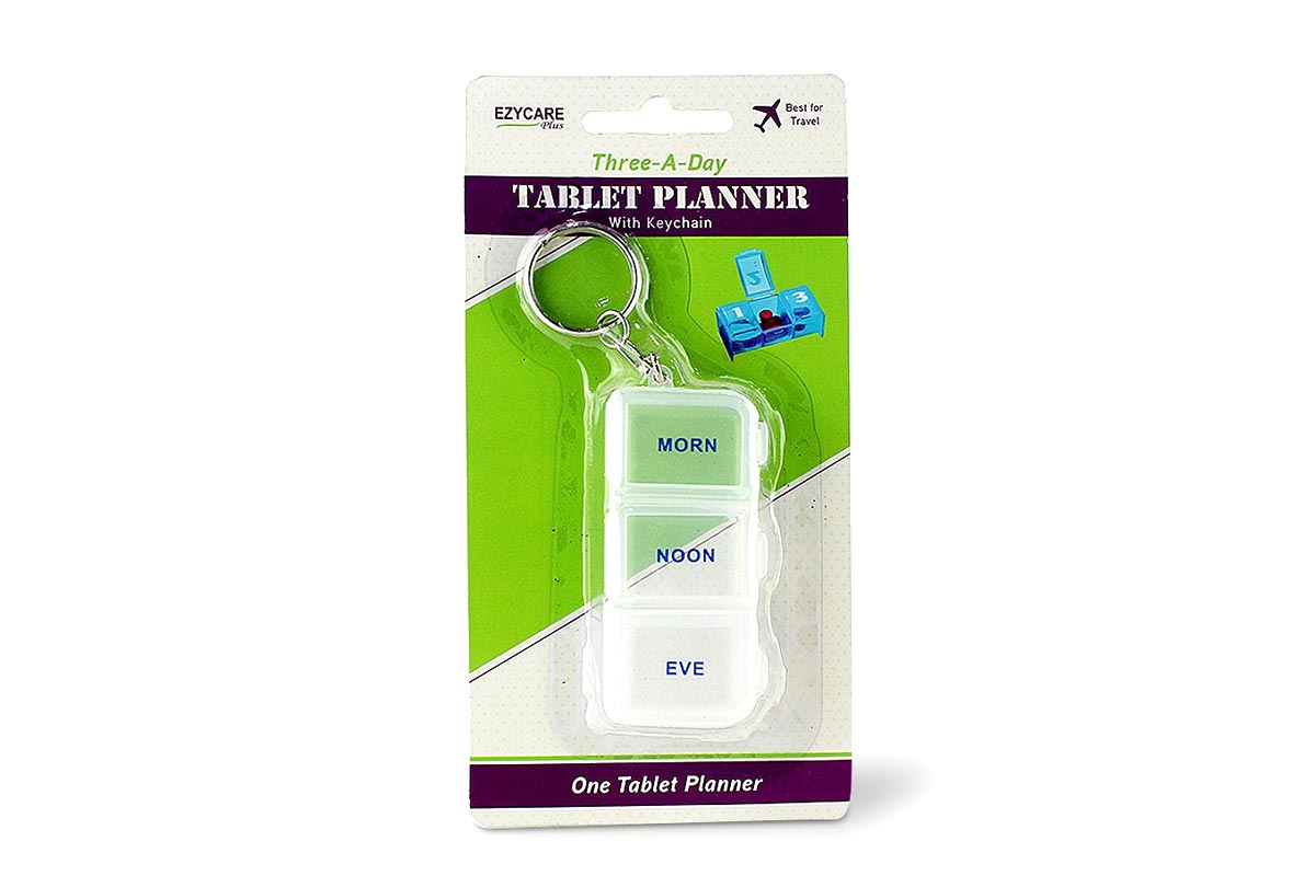 EZYCARE THREE A DAY TAB PLANNERWITH KEYCHAIN COLOR WHITE - Milano Pharmacy