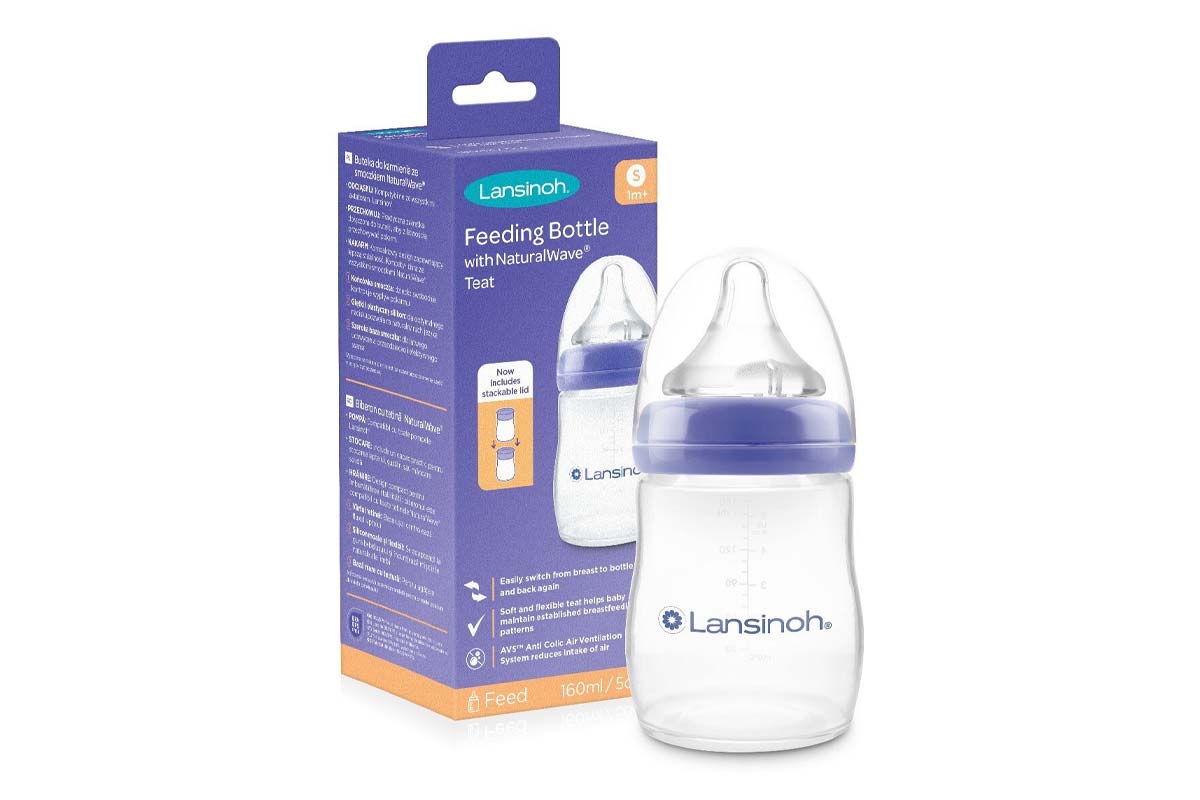 LANSINOH FEEDING BOTTLE PLASTIC WITH NATURAL WAVE TEAT SIZE SMALL 1 MONTHS PLUS 160 ML - Milano Pharmacy