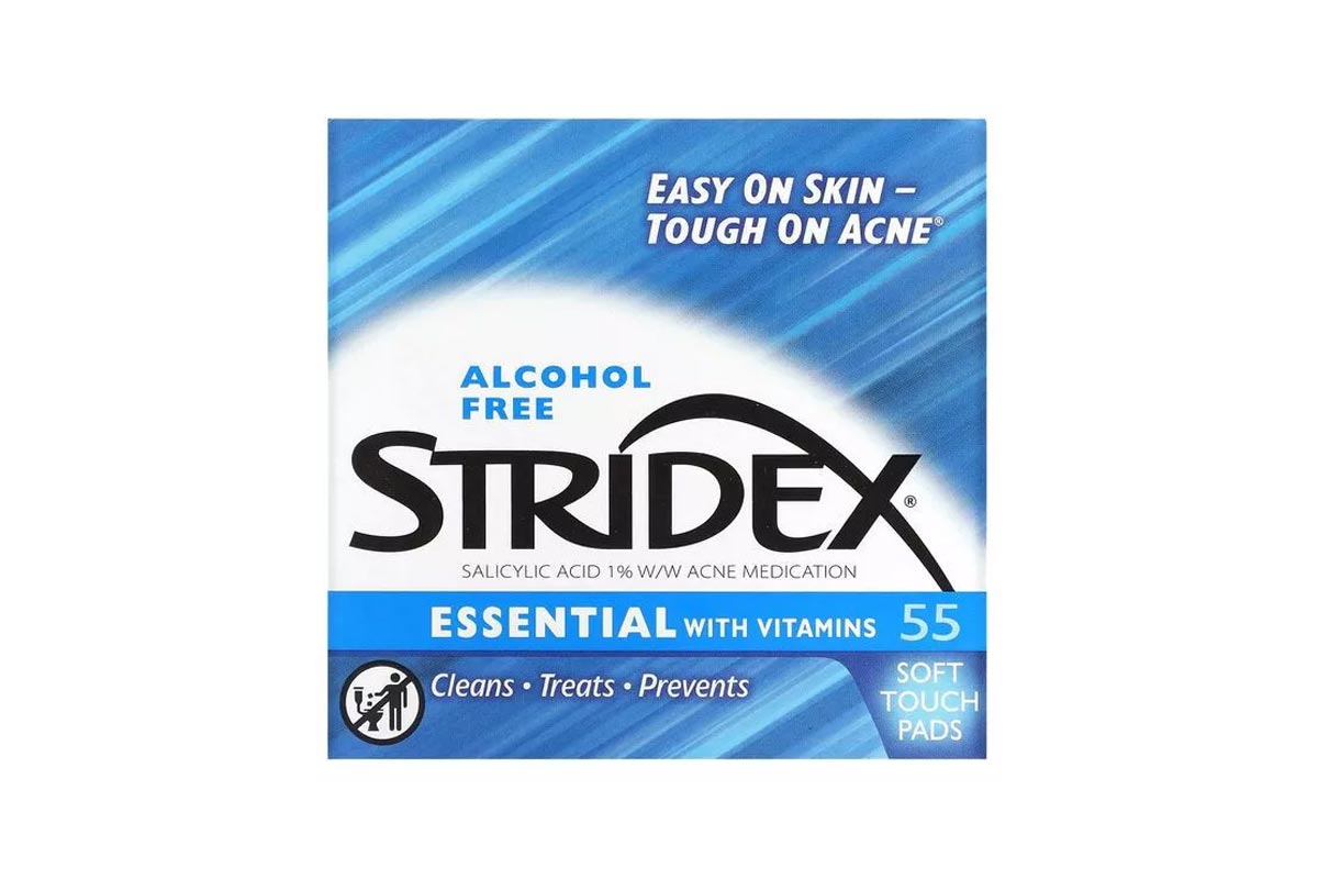 STRIDEX ESSENTIAL WITH VITAMINS ALCOHOL FREE 55 SOFT TOUCH PADS - Milano Pharmacy