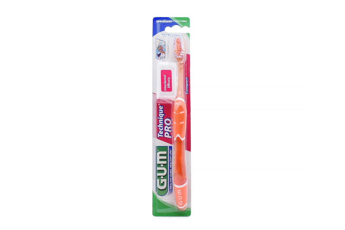 GUM TECHNIQUE PRO COMPACT TOOTHBRUSH MEDIUM COLOR ORANGE 528 - Milano Pharmacy