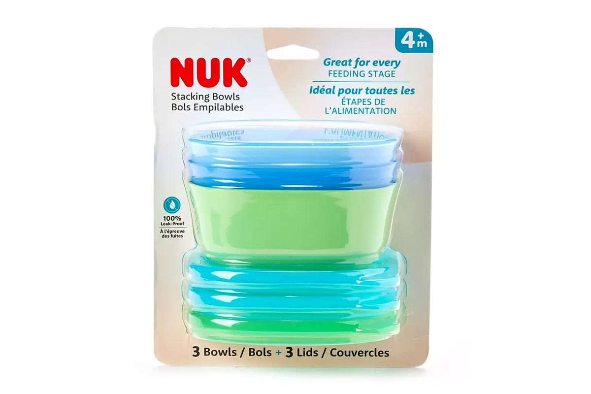 NUK STACKING BOWLS BOLS EMPILABLES 4 PLUS MONTHS BLUE AND GREEN 3 PCS - Milano Pharmacy