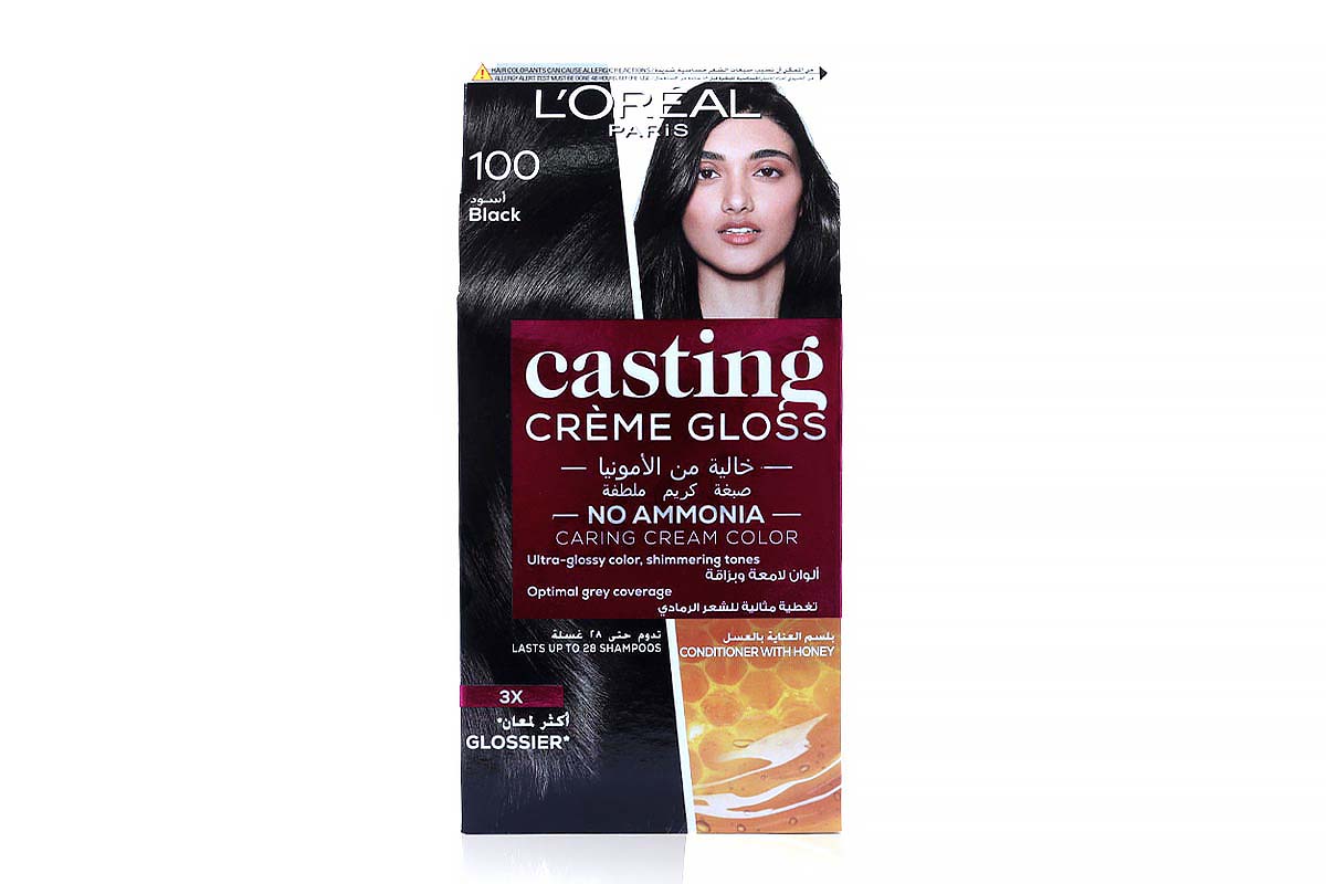 LOREAL CASTING CREME GLOSS NO AMMONIA HAIR COLOR BLACK 100 - Milano Pharmacy