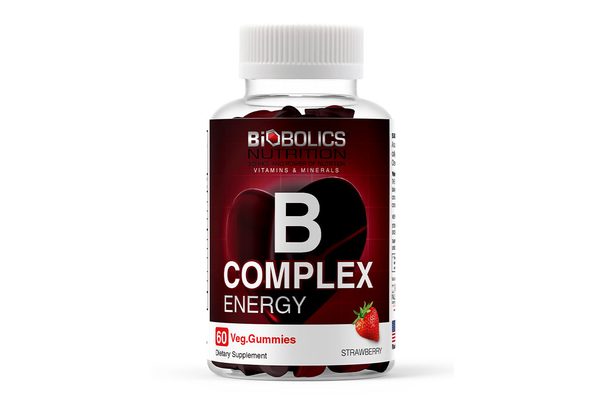 BIOBOLICS B COMPLEX ENERGY STRAWBERRY 60 VEG GUMMIES - Milano Pharmacy