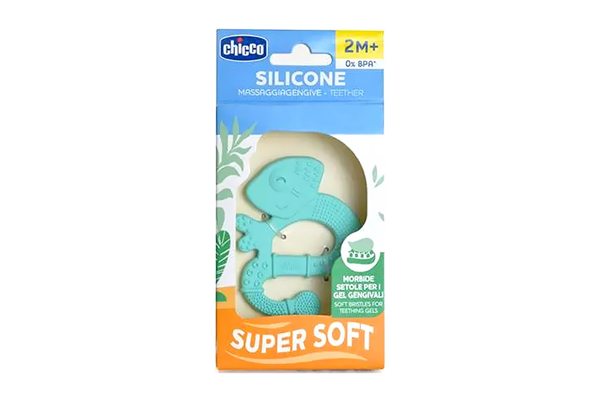 CHICCO SILICONE SOFT BRISTLES FOR TEETHING COLOR BLUE FROM 2 MONTHS 1 PC - Milano Pharmacy