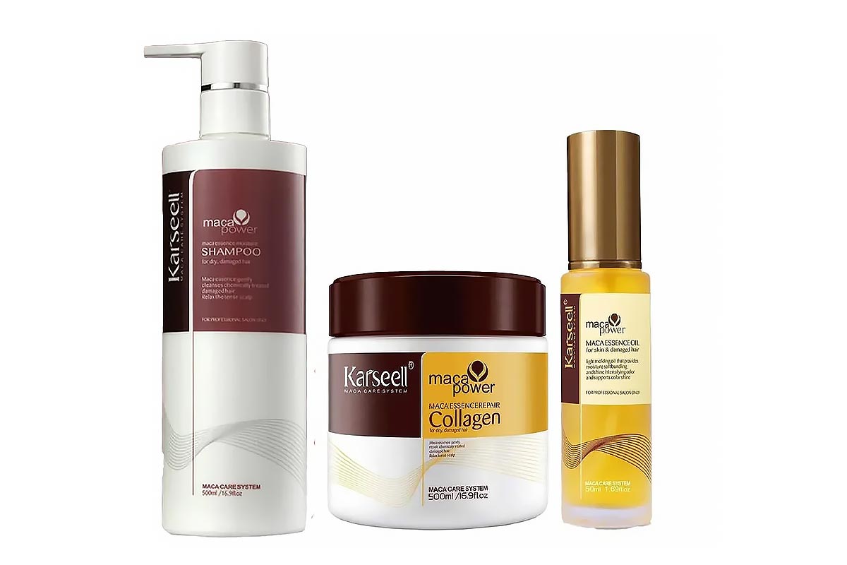 BOX BUY 1 GET 2 KARSEELL MACA REPAIR SET HAIR MASK 500 ML PLUS SHAMPOO 500 ML PLUS ESSENCE OIL 50 ML - Milano Pharmacy