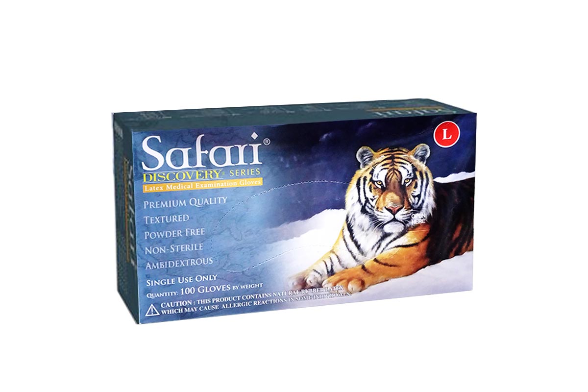 SAFARI DISCOVERY LATEX MEDICAL GLOVES POWDER FREE SIZE LARGE 100 PCS - Milano Pharmacy