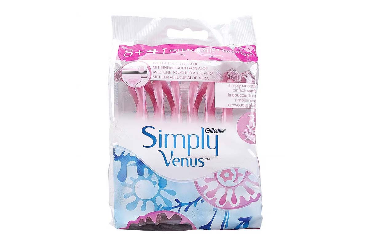 GILLETTE SIMPLY VENUS WOMEN DISPOSABLE RAZOR PINK 8+4 PCS - Milano Pharmacy