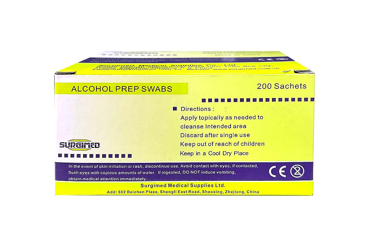SURGIMED ALCOHOL PREP SWABS 200 SACHETS - Milano Pharmacy