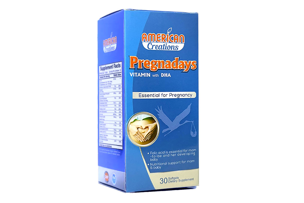 AMERICAN CREATIONS PREGNADAYS VITAMIN WITH DHA 30 SOFT GELS - Milano Pharmacy