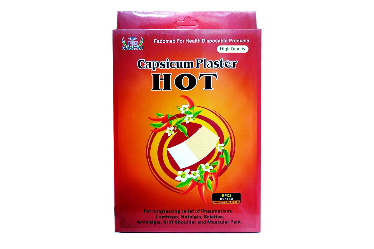 FADOMED CAPSICUM HOT PLASTER 12X18 CM 6 PIECES - Milano Pharmacy