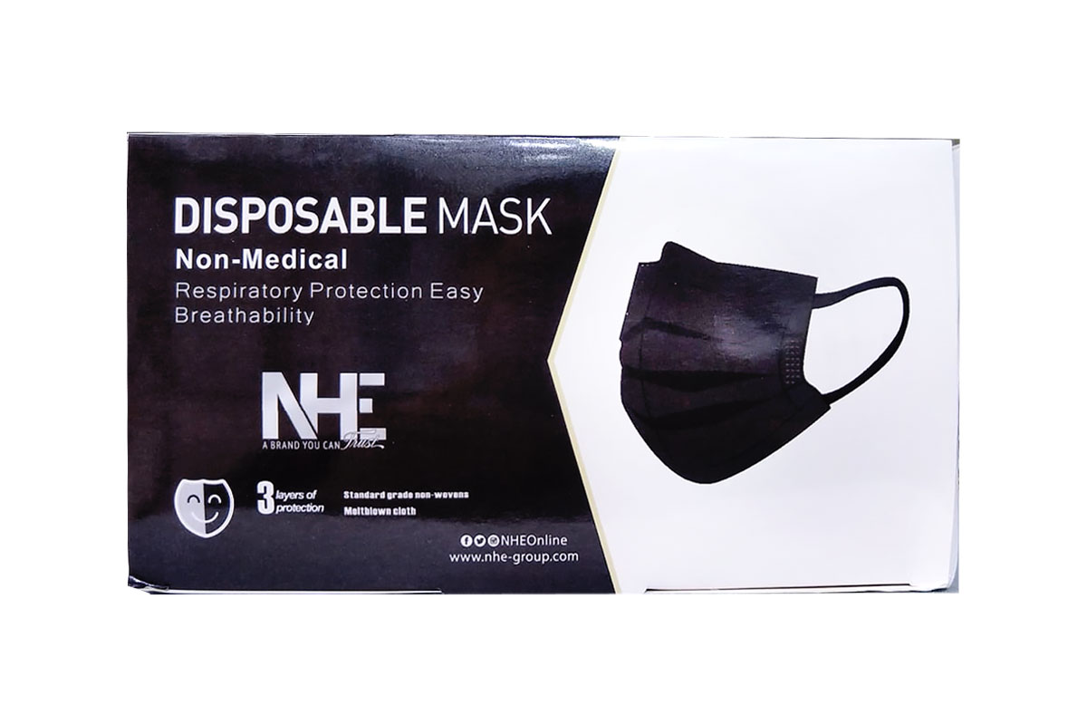 NHE DISPOSABLE FACE MASK BLACK 50 PCS - Milano Pharmacy