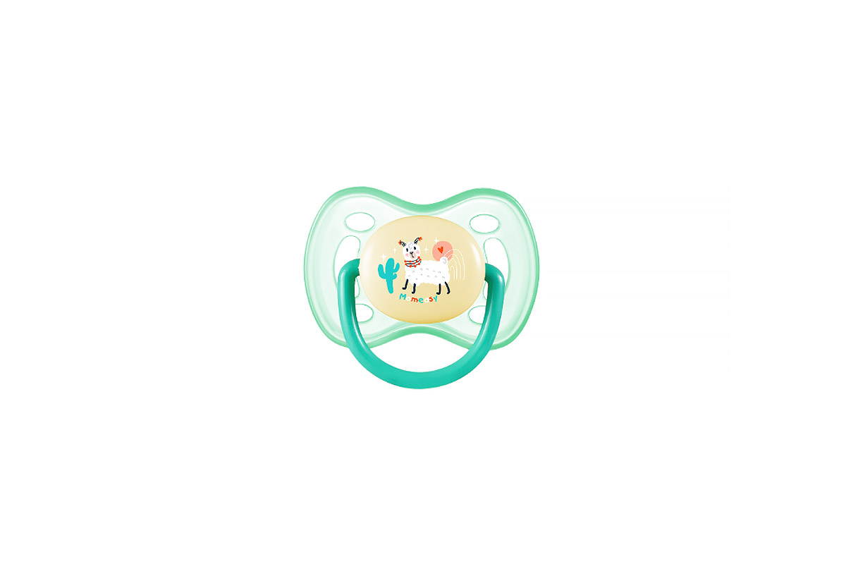 MOMEASY SILICONE PACIFIER WITH PROTECTIVE CAP SIZE MEDIUM COLOR GREEN 3 MONTHS PLUS 1 PIECE - Milano Pharmacy