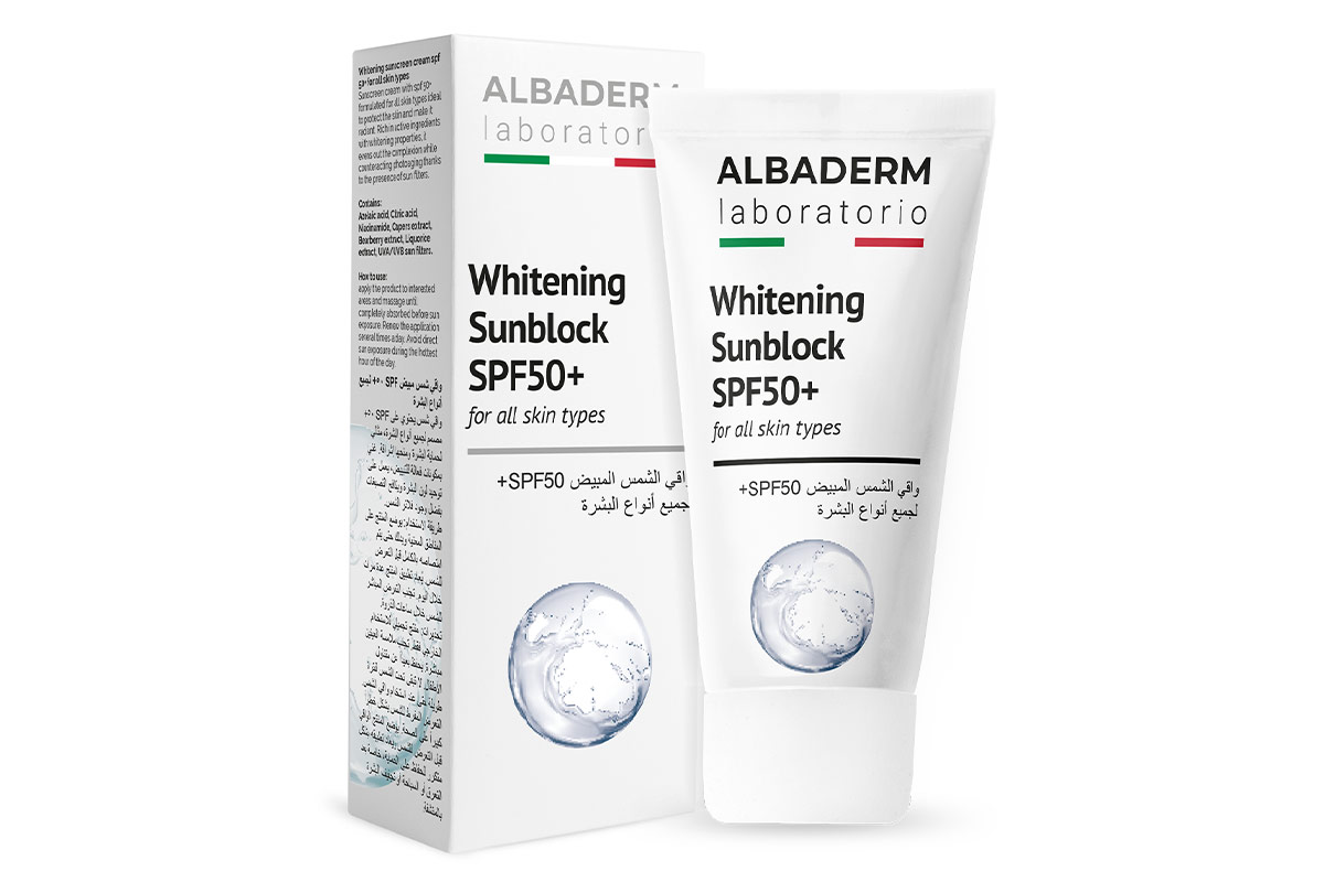 ALBADERM WHITENNING SUNBLOCK SPF 50 PLUS ALL SKIN TYPES 50 ML - Milano Pharmacy