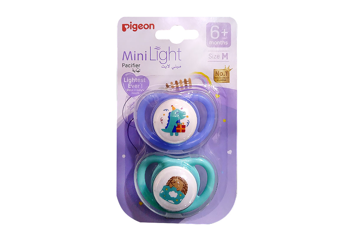 PIGEON PACIFIER TWIN MINI LIGHT 6 PLUS MONTHS COLOR BLUE AND MINT SIZE M 2 PCS - Milano Pharmacy