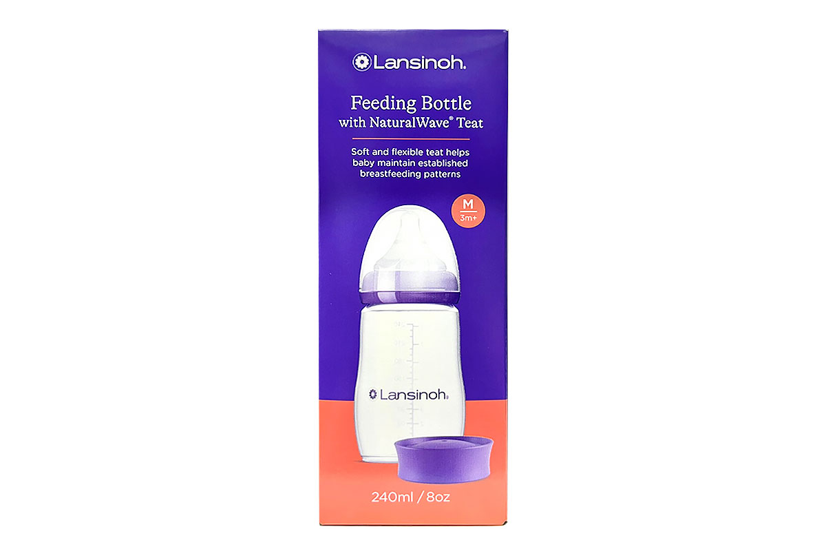 LANSINOH PLASTIC FEEDING BOTTLE WITH NATURALWAVE TEAT FROM 3 MONTHS 240 ML - Milano Pharmacy