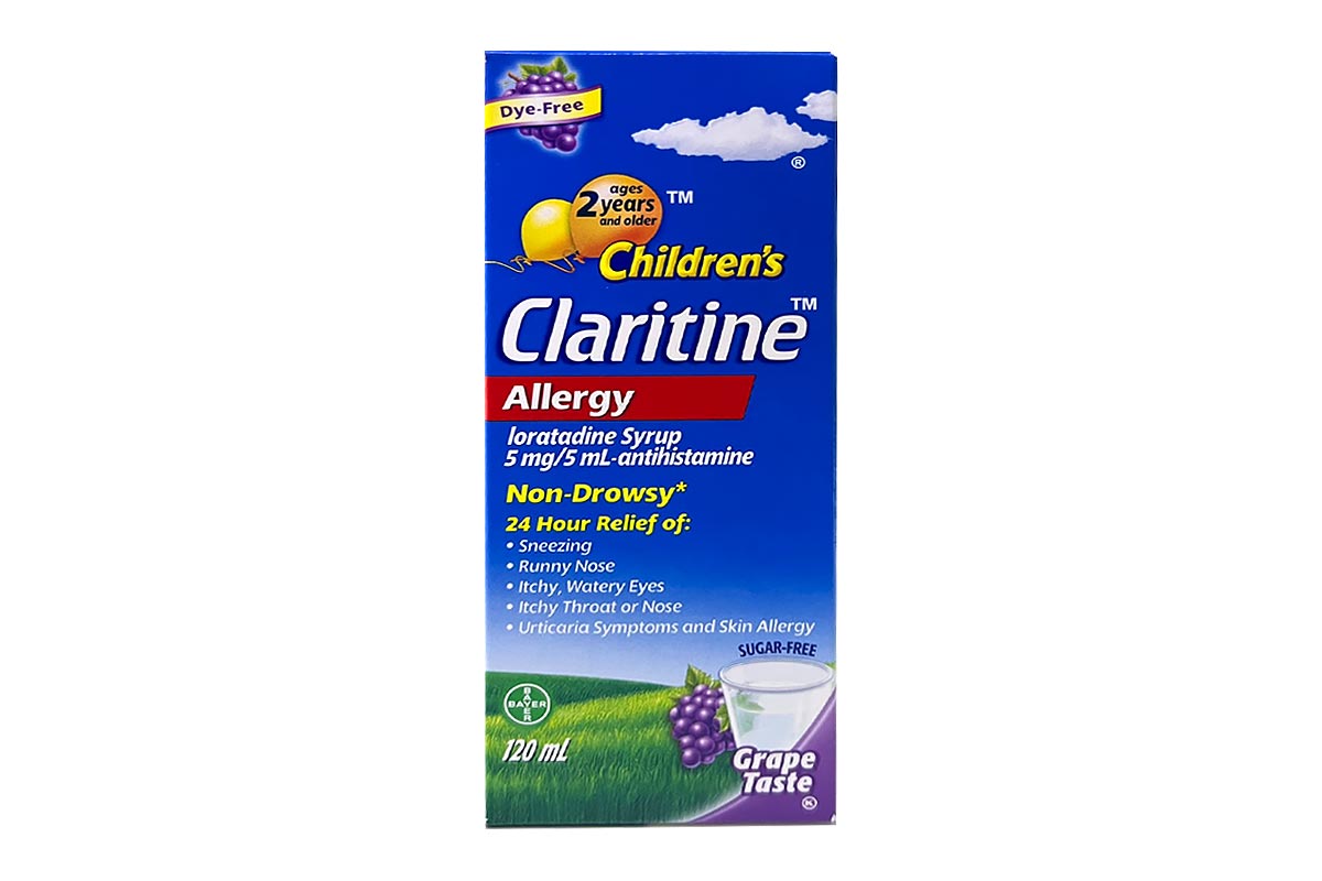 CLARITINE CHILDRENS ALLERGY 5 MG 5 ML GRAPE TASTE SYRUP 120 ML - Milano Pharmacy
