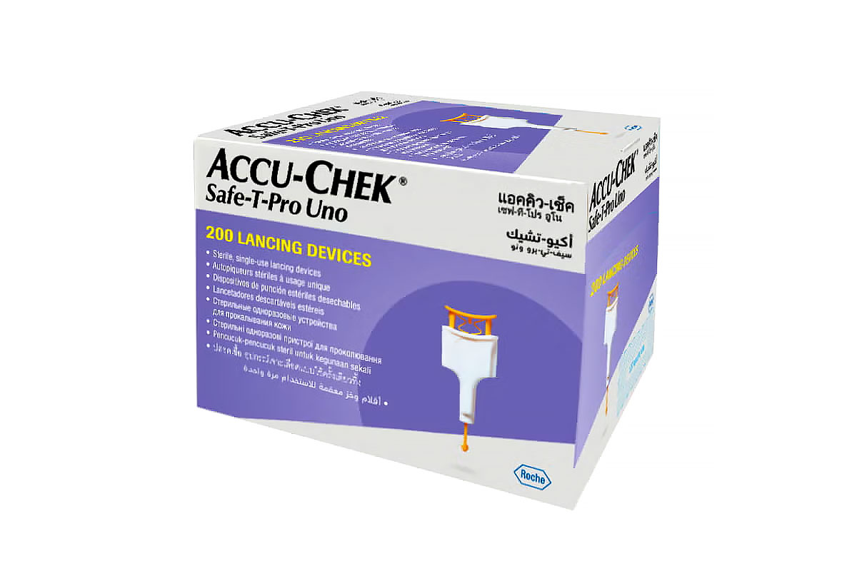 ACCU CHEK SAFE T PRO UNO 200 LANCETS DEVICES - Milano Pharmacy