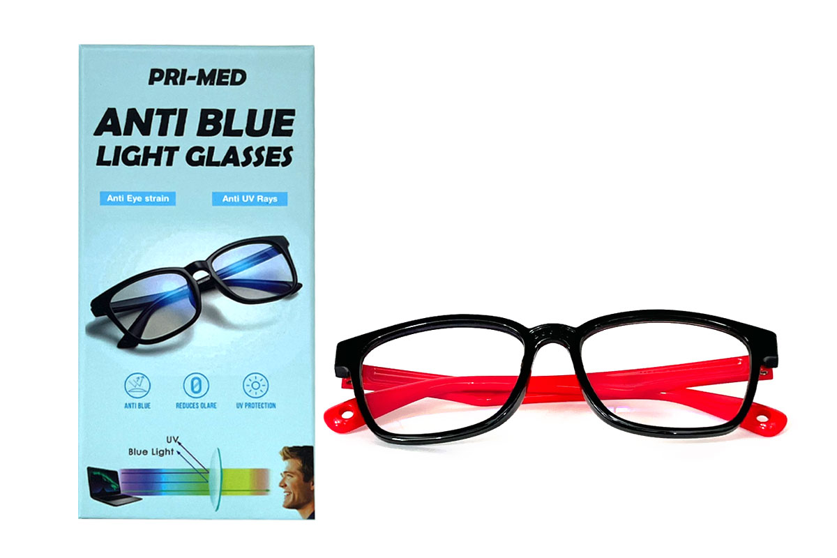 PRIMED ANTI BLUE LIGHT GLASSES KIDS COLOR BLACK AND RED - Milano Pharmacy