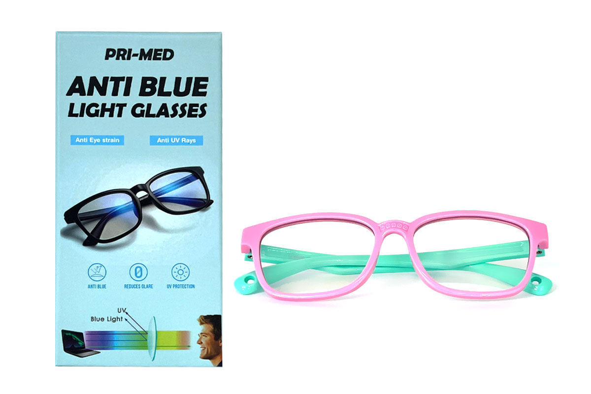 PRIMED ANTI BLUE LIGHT GLASSES KIDS COLOR PINK AND GREEN - Milano Pharmacy