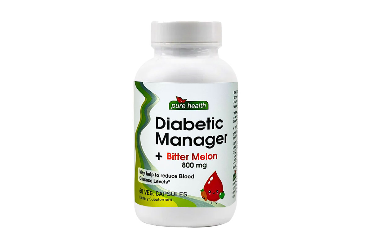 PURE HEALTH DIABETIC MANAGER 800 MG - 60 VEG CAPSULES - Milano Pharmacy