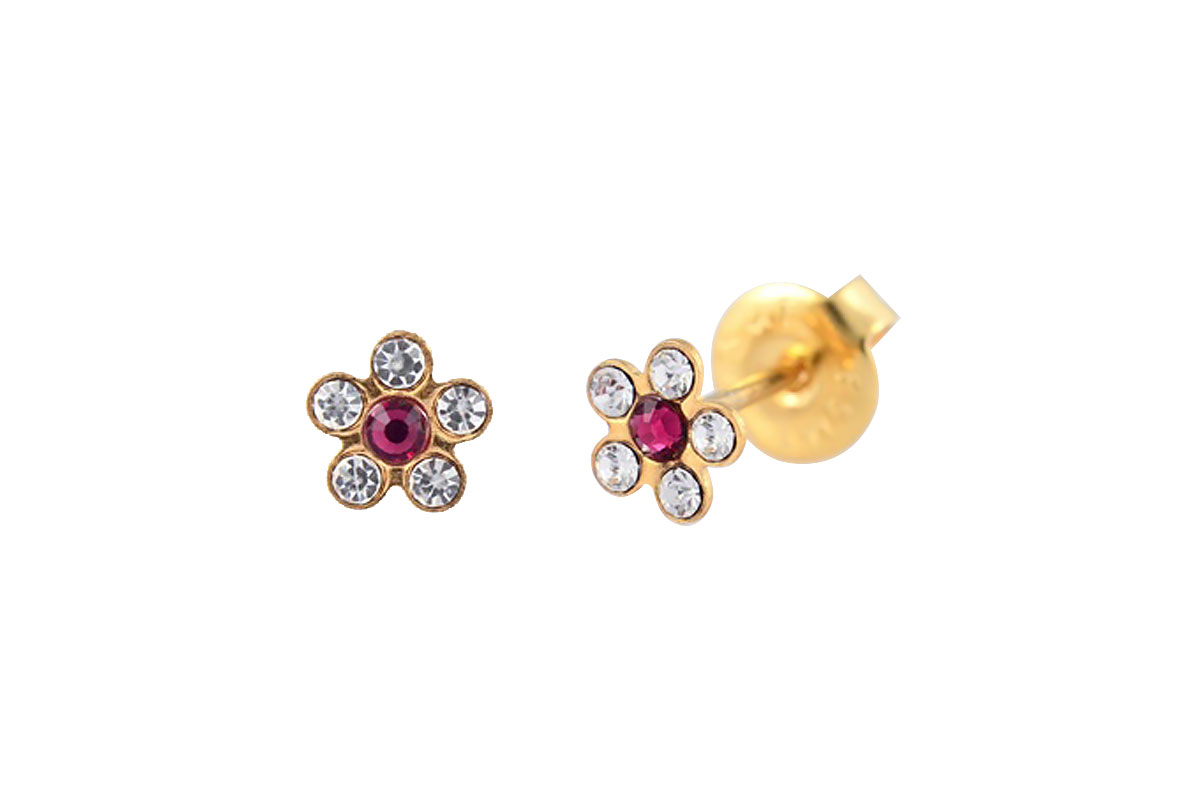 PRIMED EAR PIERCING 52- 666H 6MM DAISY RUBY + CRYSTAL CLEAR - Milano Pharmacy