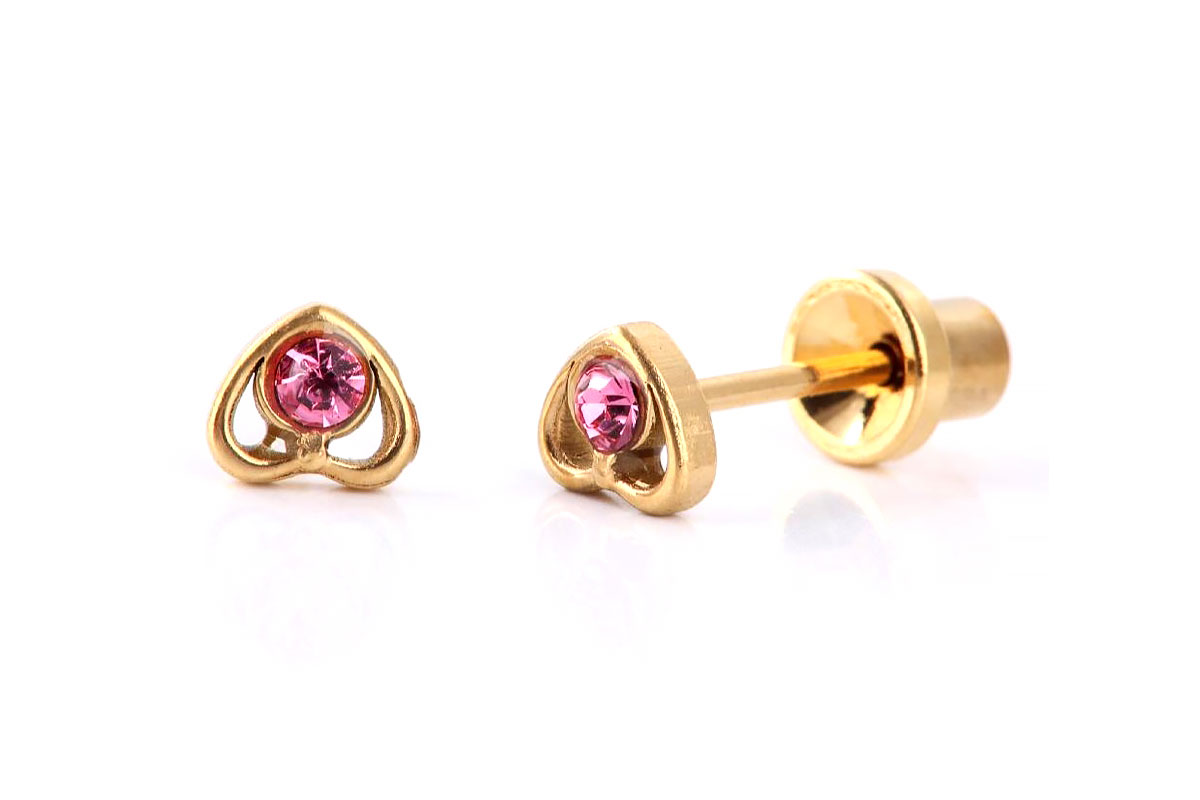 PRIMED EAR PIERCING Q8-062GPH 5MM HEART CRYSTAL ROSE - Milano Pharmacy