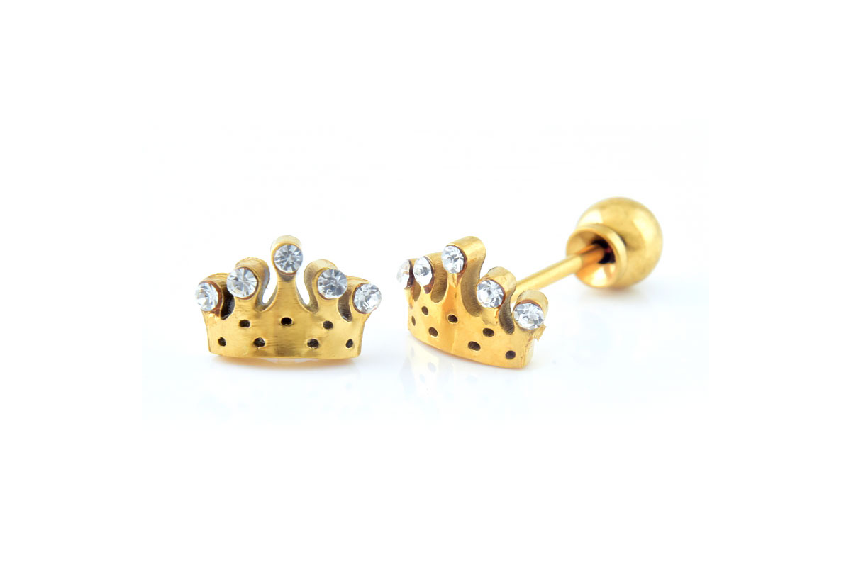 PRIMED EAR PIERCING Q8-005GPH 8MM CROWN CRYSTAL CLEAR - Milano Pharmacy