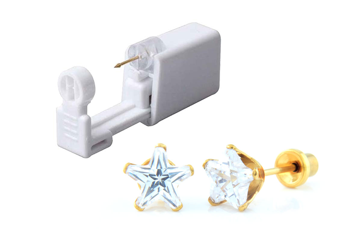PRIMED EAR PIERCING Q8-026 GPH 7MM STAR CRYSTAL CLEAR WITH GUN - Milano Pharmacy