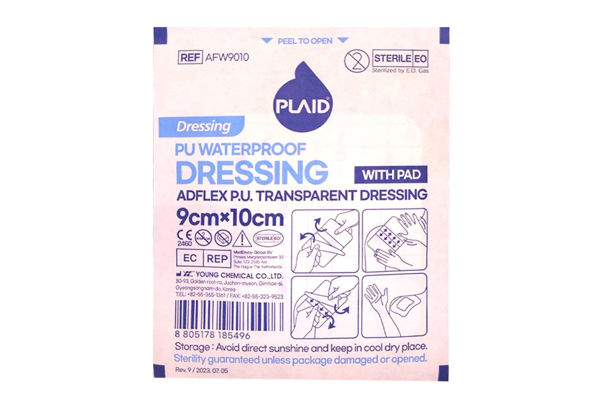 PLAID PU WATERPROOF DRESSING WITH PAD 9CM X 10CM 1PCS - Milano Pharmacy