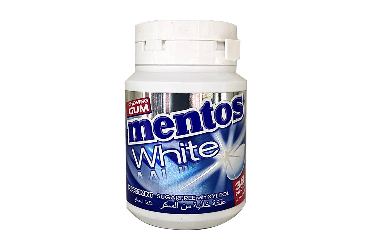 MENTOS WHITE PEPPERMINT CHEWING GUM 38 PCS - Milano Pharmacy