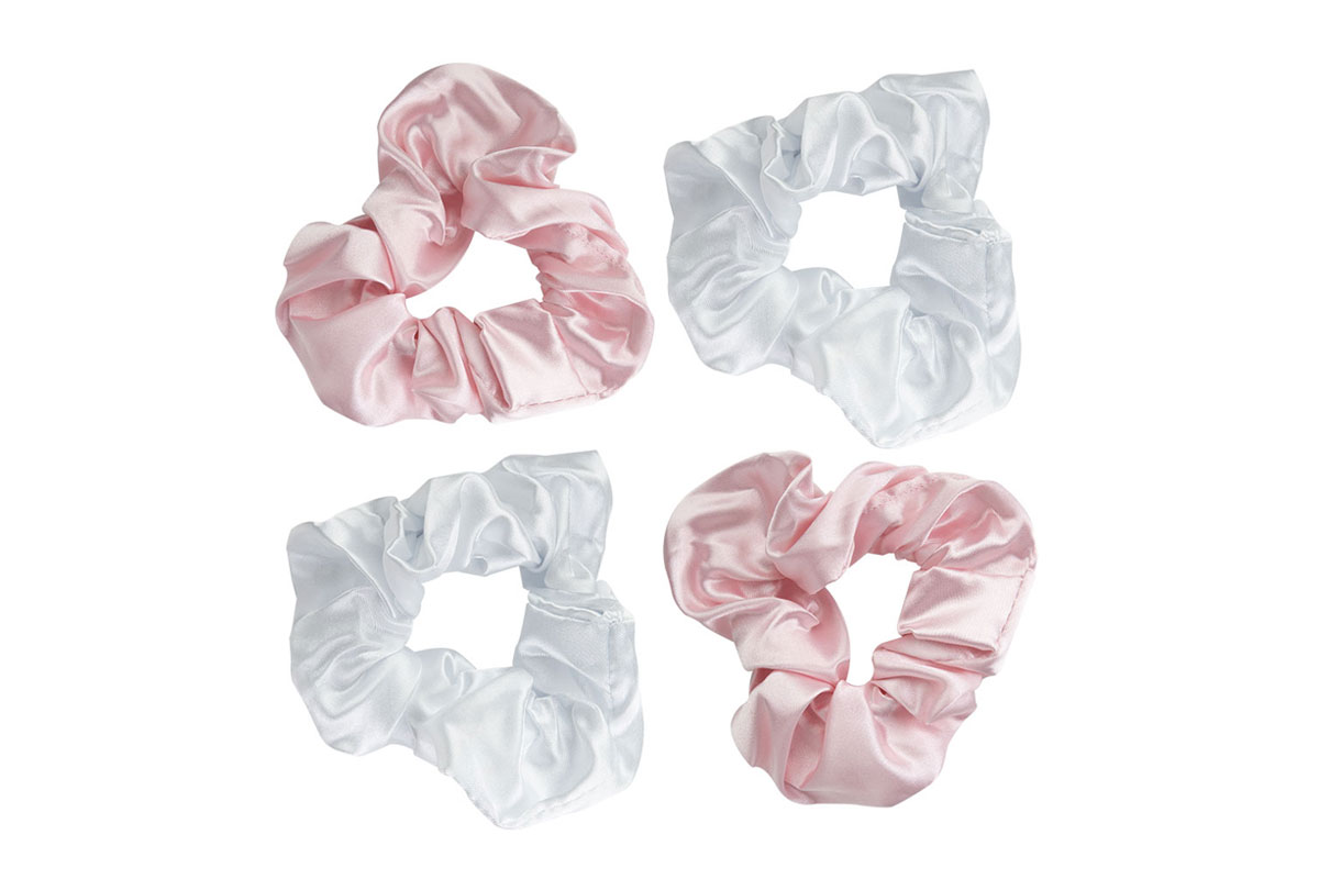 BRUSH WORKS SATIN SCRUNCHIES PINK AND WHITE - Milano Pharmacy