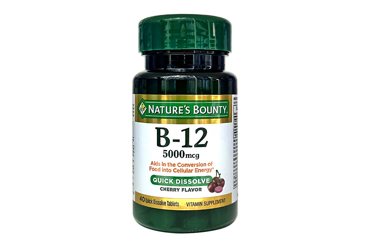 NATURES BOUNTY B -12 - 5000MCG CHERRY FLAVOR 40 TABLETS - Milano Pharmacy